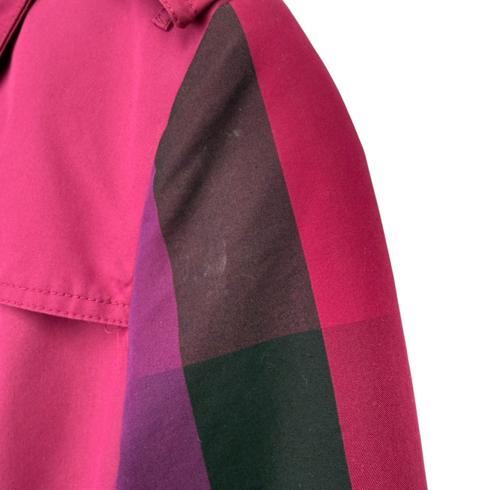 Burberry Brit Women's Pink and Purple Plaid Trench Coat, Size L - Picture 9 of 16